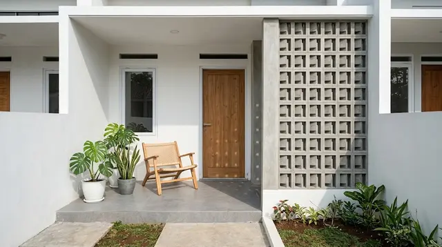 8 Kombinasi Dinding Polos dan Roster untuk Teras Rumah Kecil agar Terlihat Modern dan Lega