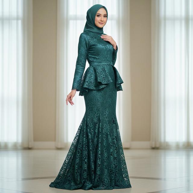 9 Model Gamis Brokat Premium dengan Potongan Mermaid Modern, Tampil Mewah
