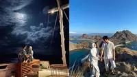 Potret Bulan Madu Dinda Hauw dan Rey Mbayang di Labuan Bajo. (Sumber: Instagram.com/rey_mbayang dan Instagram.com/fanbase_reydein)