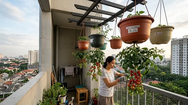 Ide Kebun Tomat Ceri Gantung untuk Lahan Sempit