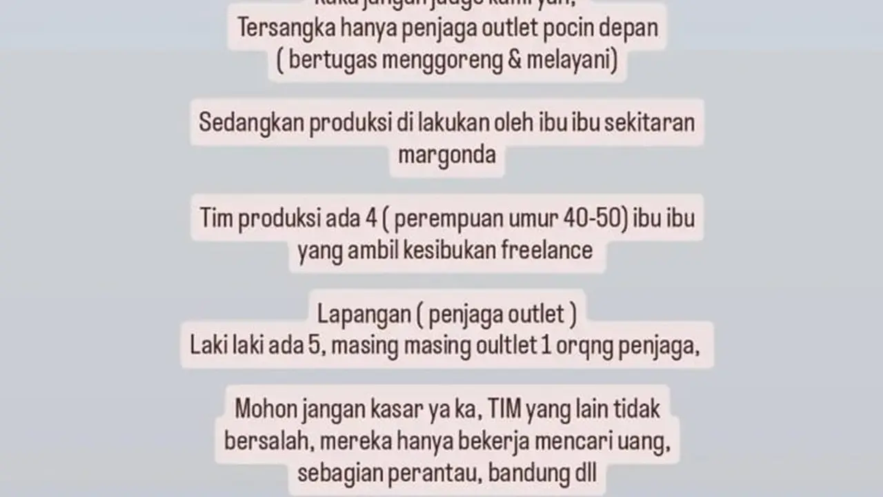 Pemilik kedai piscok minta tak dikaitkan dengan kasus mutilasi mantan karyawan. (tangkapan layar video media sosial).