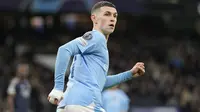 Gelandang Manchester City, Phil Foden saat menghadapi Real Madrid pada laga leg kedua perempatfinal Liga Champions 2023/2024 di Etihad Stadium, Manchester, Rabu (18/4/2024). (AP Photo/Dave Shopland)