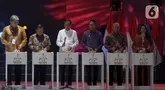 Presiden Joko Widodo (ketiga kiri) bersama Sekretaris Kabinet Pramono Anung (kedua kiri), Menteri Koperasi dan UKM Teten Masduki (kelima kiri), Pj Gubernur DKI Jakarta Heru Budi Hartono (keempat kiri) dan Direktur PT JIExpo Karuna Murdaya (kiri) membuka Pekan Raya Jakarta atau Jakarta Fair 2024 di Jakarta International Expo Kemayoran, Rabu (12/6/2024).  (Liputan6.com/Herman Zakharia)