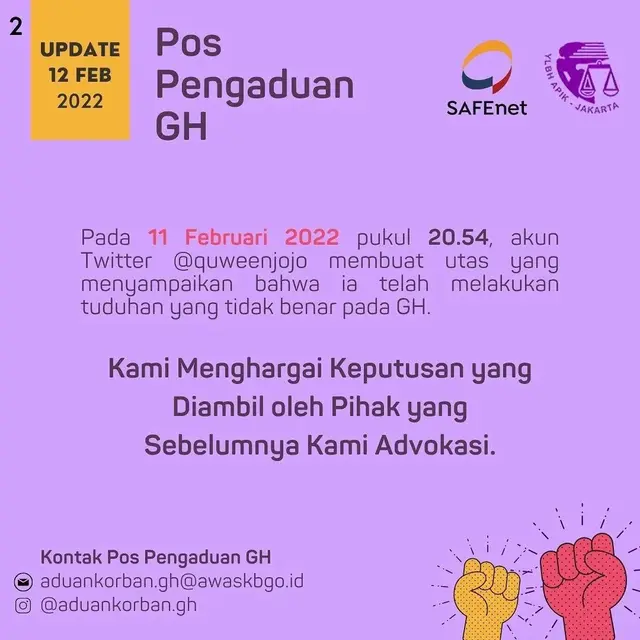 Pernyataan sikap LBH Apik terkait dugaan pelecehan seksual Gofar Hilman. (Foto: Dok. Instagram @kalis.mardiasih)