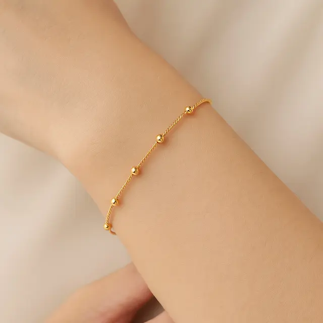 Gelang Emas Bola Kecil 2–5 Gram Kombinasi Spiral Modern