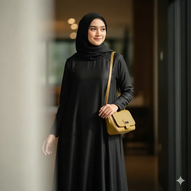 Gamis Syari A-Line Polos Elegan (Image by Gemini AI)