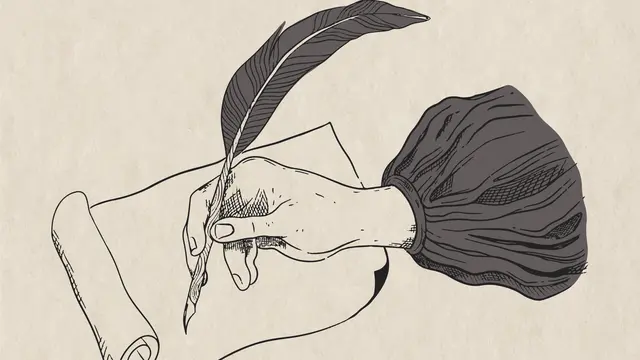 Ilustrasi menulis, puisi