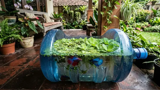 Ide Galon Bekas Jadi Kolam Ikan Cupang di Teras Rumah
