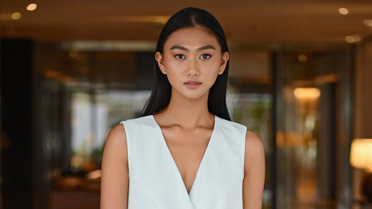 Gaun Pesta V-Neck Minimalis