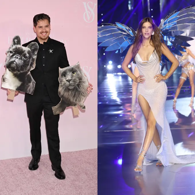 Gaya Full Support Dylan Sprouse untuk Sang Istri Barbara Palvin yang Tampil di Victoria’s Secret Fashion Show 2024, Bawa Poster ‘Anabul’
