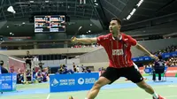 Tunggal putra Indonesia Tommy Sugiarto meraih tiket ke babak kedua Japan Open Super Series 2015 di Tokyo, Jepang, Rabu (9/9/2015). (Liputan6.com/Humas PP PBSI) 