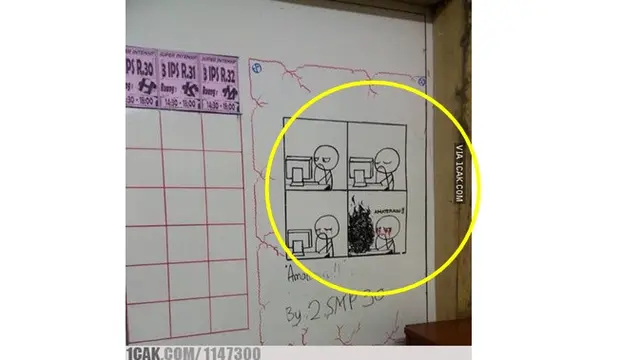 6 Gambar Nyeleneh di Papan Tulis Ini Bikin Ketawa Geli
