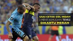 Video gol indah yang diciptakan Carlos Tevez untuk Boca Juniors, namun 3 menit kemudian ia diusir dari lapangan,