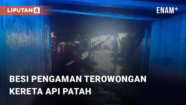 Besi pengaman terowongan rel kereta api Kebulen, Jatibarang, Indramayu, patah. Penyebab pasti dari patahnya besi tersebut belum diketahui