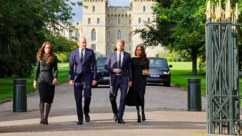 Penampilan Perdana Pangeran William - Kate Middleton dan Pangeran Harry - Meghan Markle Jelang Pemakaman Ratu Elizabeth II