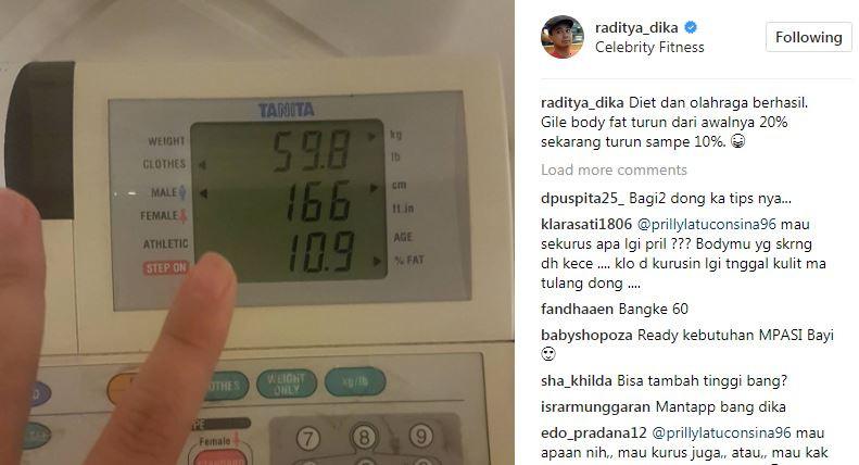 Hasil timbangan terbaru Raditya Dika.