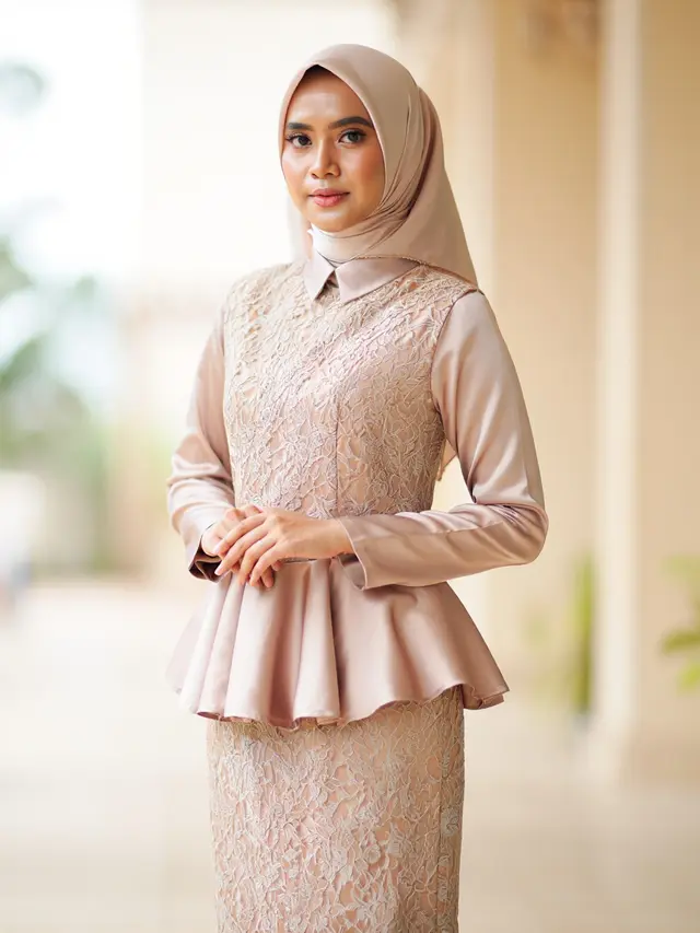 Model Gamis Brokat Modern Kombinasi Kain Satin Silk