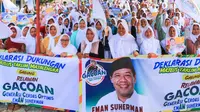 Majelis Taklim Majalengka bergabung dengan Relawan Generasi Cerdas, Optimis Eman Suherman (Gacoan) untuk mendukung Bakal Calon Bupati (Cabup) Eman Suherman pada Pemilihan Bupati Majalengka (Pilbup Majalengka 2024). (Istimewa)