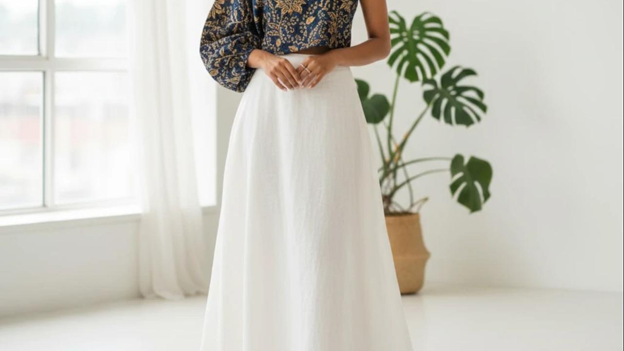 Atasan Batik Crop Cut dengan Rok High Waist