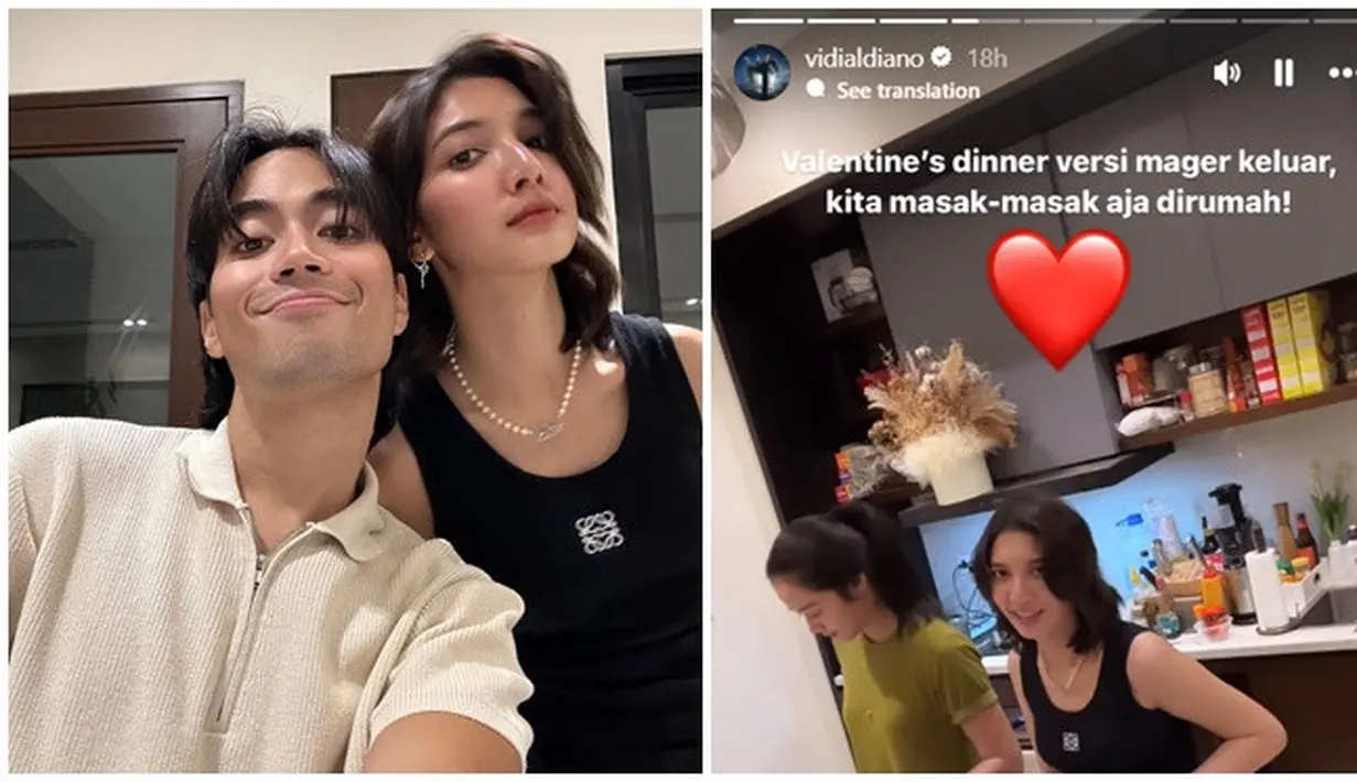Vidi Aldiano dan Sheila Dara rayakan Valentine dengan masak bareng di rumah. Meski dengan cara sederhana, namun pasangan yang menikah pada 2022 ini tetap pamer foto romantis. Vidi juga abadikan momen saat Sheila Dara potong bawang merah di Story Instagramnya. Bertepatan dengan pemilu, Vidi Aldiano unggah foto Valentina bareng Sheila bersamaan dengan fotonya pamer jari kelingking. (Liputan6.com/IG/@vidialdiano)