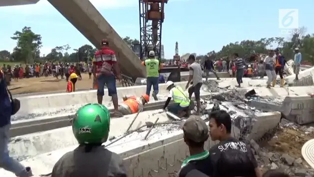 Seorang pekerja proyek tol tewas setelah tertimpa beton proyek.