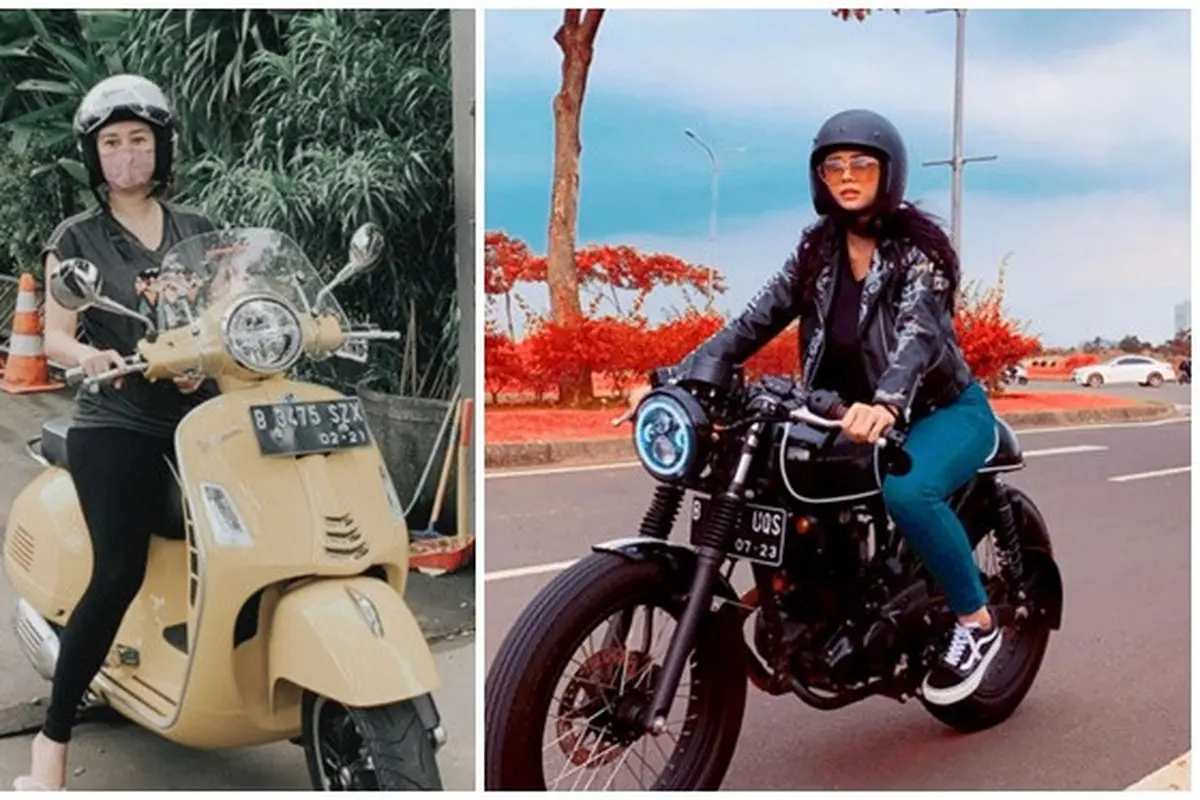 Hobi Naik Motor, Ini 6 Potret Aura Kasih saat Kendarai Vespa hingga Moge
