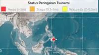 Gempa Magnitudo 7,6 mengguncang wilayah Melonguane, Sulut, Jumat (10/10/2025), pukul 08.43.58 WIB. (Liputan6.com/ Dok BMKG)