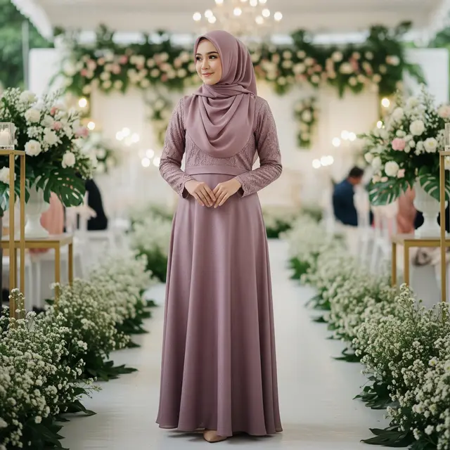 9 Model Gamis Warna Elegan untuk Acara Lamaran, Anggun di Momen Spesial