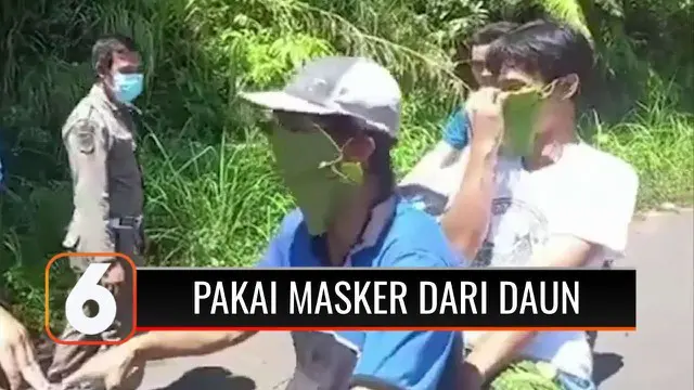 VIDEO: Panik Gak Bawa Masker, 2 Warga Ini Pakai Daun Agar Lolos dari Pos Penyekatan
