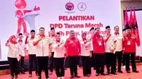 Pengurus Taruna Merah Putih (TMP) Provinsi Lampung dilantik disaksikan Sekjen DPP PDI Perjuangan (PDIP) Hasto Kristiyanto. Ketua Umum TMP Hendrar Prihadi meminta pengurus sayap kepemudaan PDIP tersebut untuk bersinergi dengan struktur partai dalam pemenangan Pileg dan Pilpres 2024 (Istimewa)