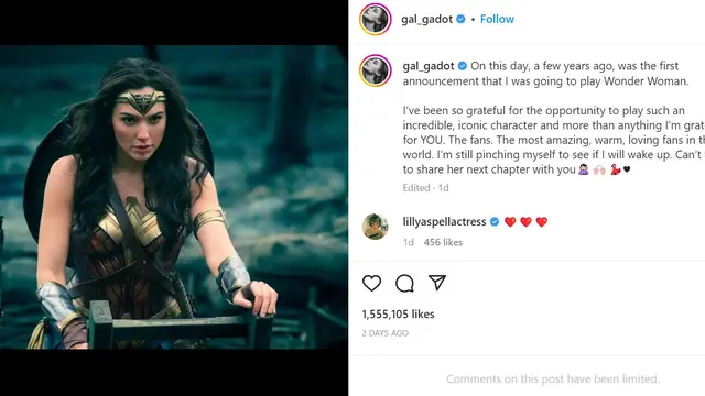 Unggahan Gal Gadot. (Instagram/ gal_gadot)