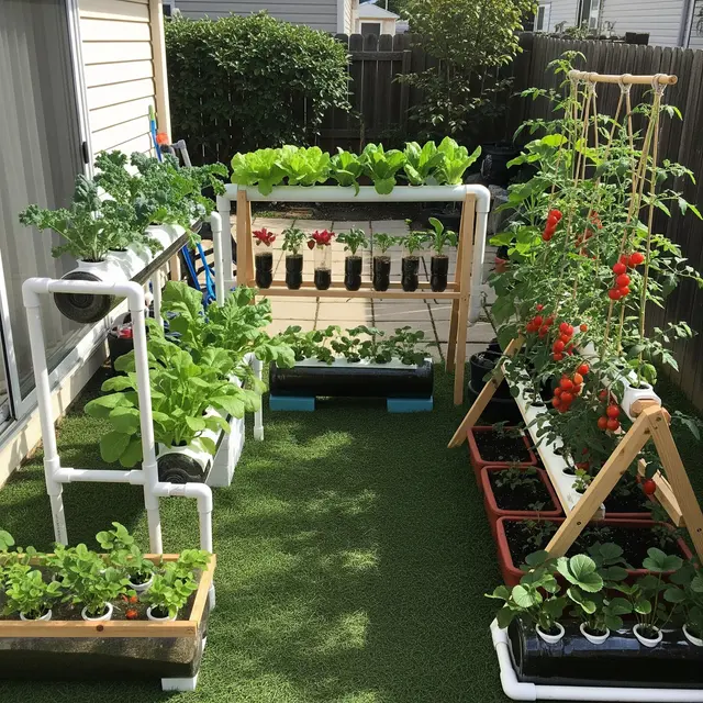 Halaman Belakang Rumah Kecil dengan Kebun Sayur Buah (Image by Gemini AI)