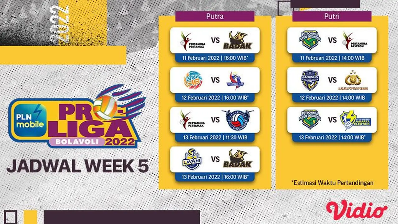 Jadwal Lengkap PLN Mobile Proliga 2022, Mulai 11-13 Februari Pukul 14.00 di Vidio
