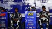 Dua pebalap Yamaha Racing Indonesia, Galang Hendra Pratama (kiri) dan Imanuel Putra Pratna akan menempa ilmu di VR46 Riders Academy pada awal Juli.  (Yamaha Racing Indonesia)