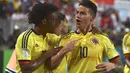 Pemain Kolombia, James Rodriguez telah mengoleksi enam gol sepanjang laga kualifikasi Piala Dunia 2018. Gol-gol tersebut pun mengantarkan negaranya lolos ke putaran final Piala Dunia di Rusia. (AFP/Cris Bouroncle)