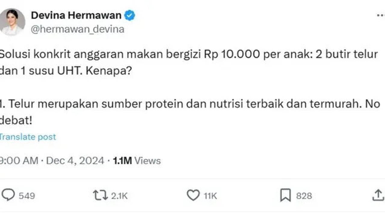 Chef Devina Hermawan Usulkan 2 Menu Simpel Buat Program Makan Bergizi Gratis