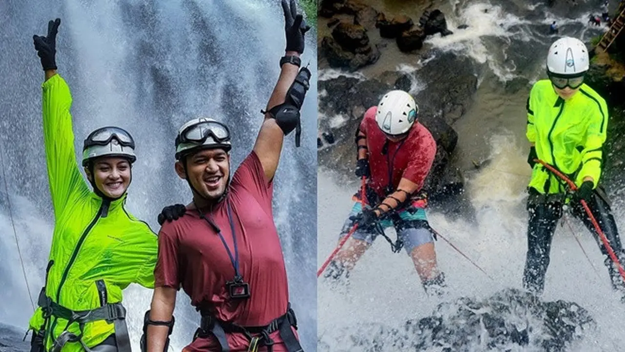 Bareng Ibnu Jamil, Ini 7 Momen Ririn Ekawati Lakukan Olahraga Ekstrem di Air Terjun