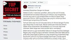 Dalam unggahannya, Wikileaks Indonesia menuliskan soal kabar bahayanya air minum mineral kemasan Aqua milik Danone.