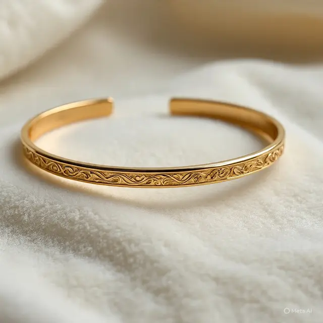 Ilustrasi Gelang Emas Cuff (Created by Meta AI)