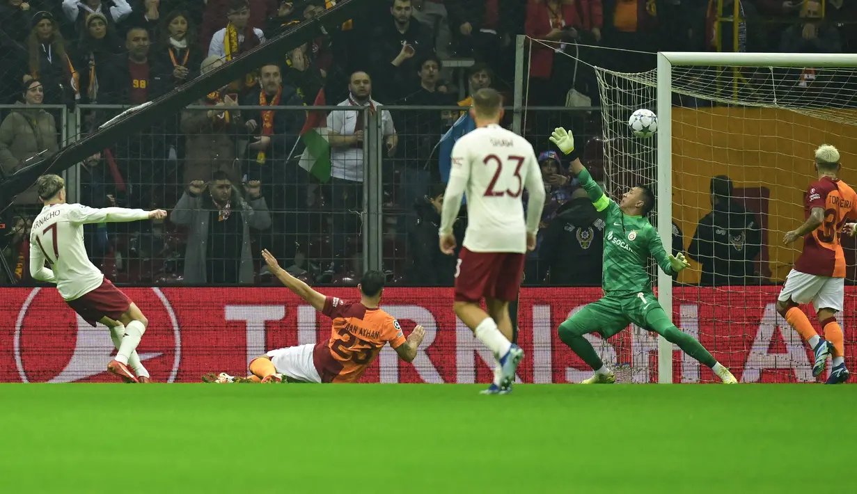 Kali ini MU sebenarnya unggul lebih dahulu lewat gol-gol Alejandro Garnacho (11'), Bruno Fernandes (18'), dan Scott McTominay (55'). (YASIN AKGUL / AFP)