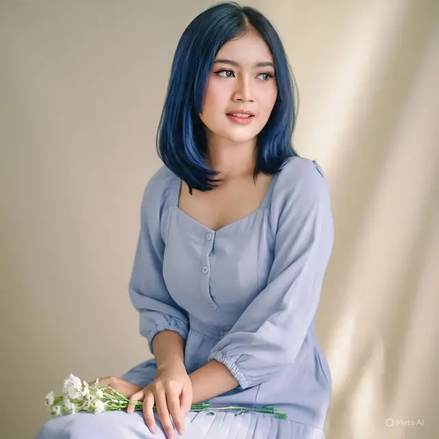 Inspirasi Cat Rambut Warna Biru Navy Solid