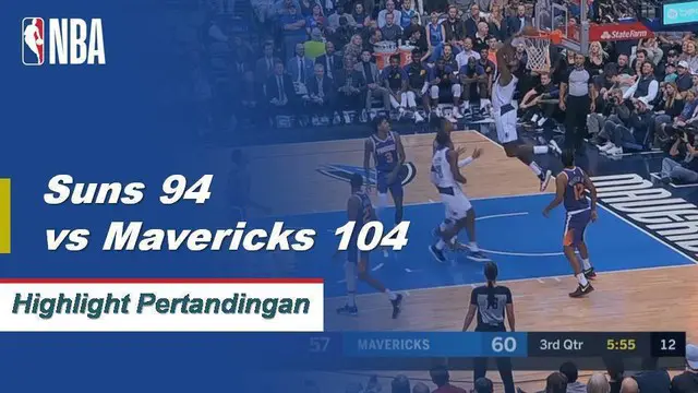 Cuplikan Pertandingan NBA : Suns 94 VS Mavericks 104