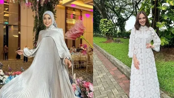 Inspirasi model gamis lebaran 2025 (credit: instagram/daraarafah/lacebyartkea)