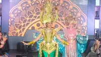 Farhana Nariswari Ungkap Alasan Bakal Tampil dengan Kostum Nasional Bertema Gajah dan Siger Lampung di Miss International 2023,. (Liputan6.com/Henry)