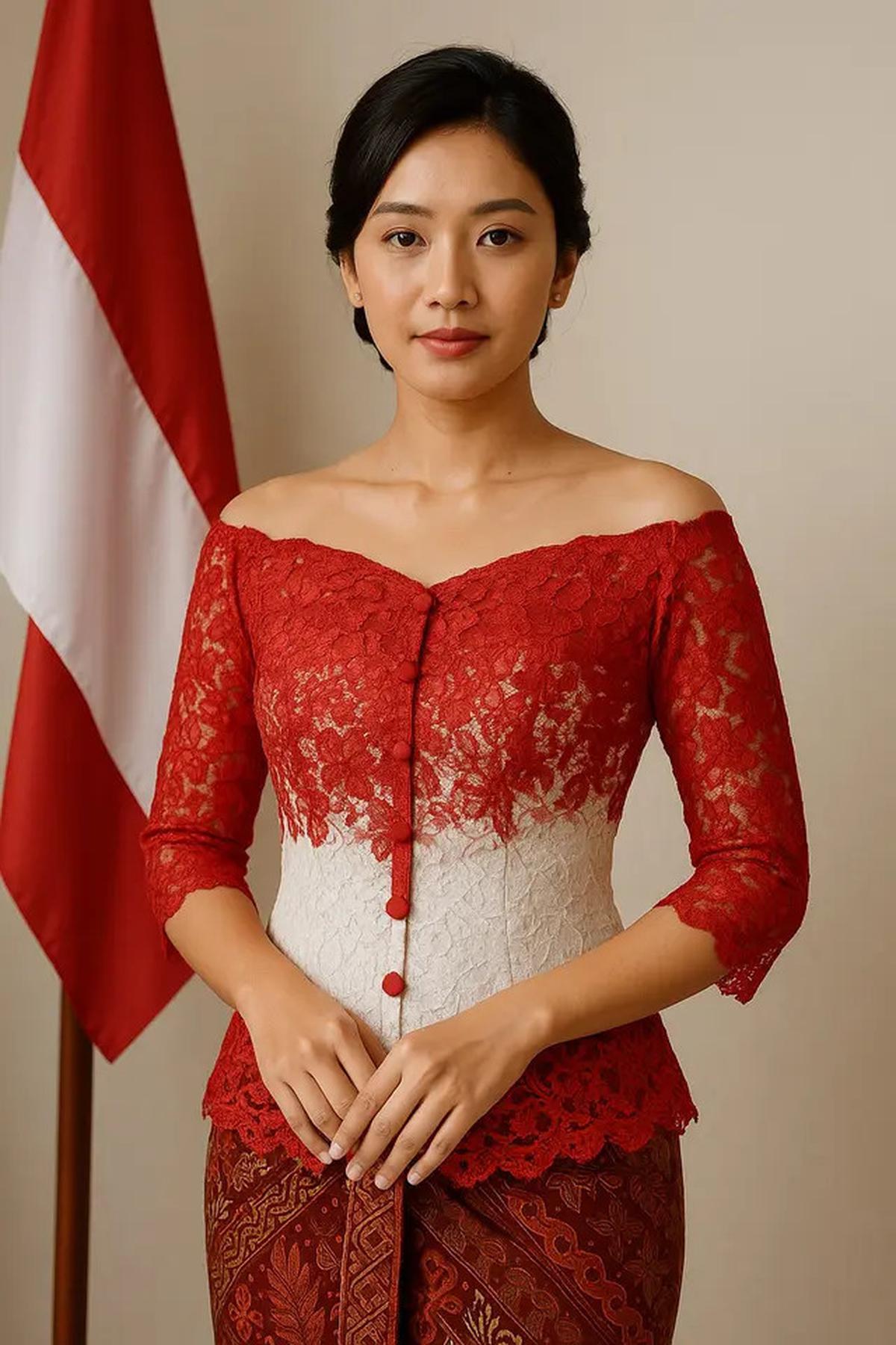 7 Model Kebaya Sabrina Kancing Depan Terbaru untuk Peringati Hari Kemerdekaan 17 Agustus 1945 HUT RI ke-80