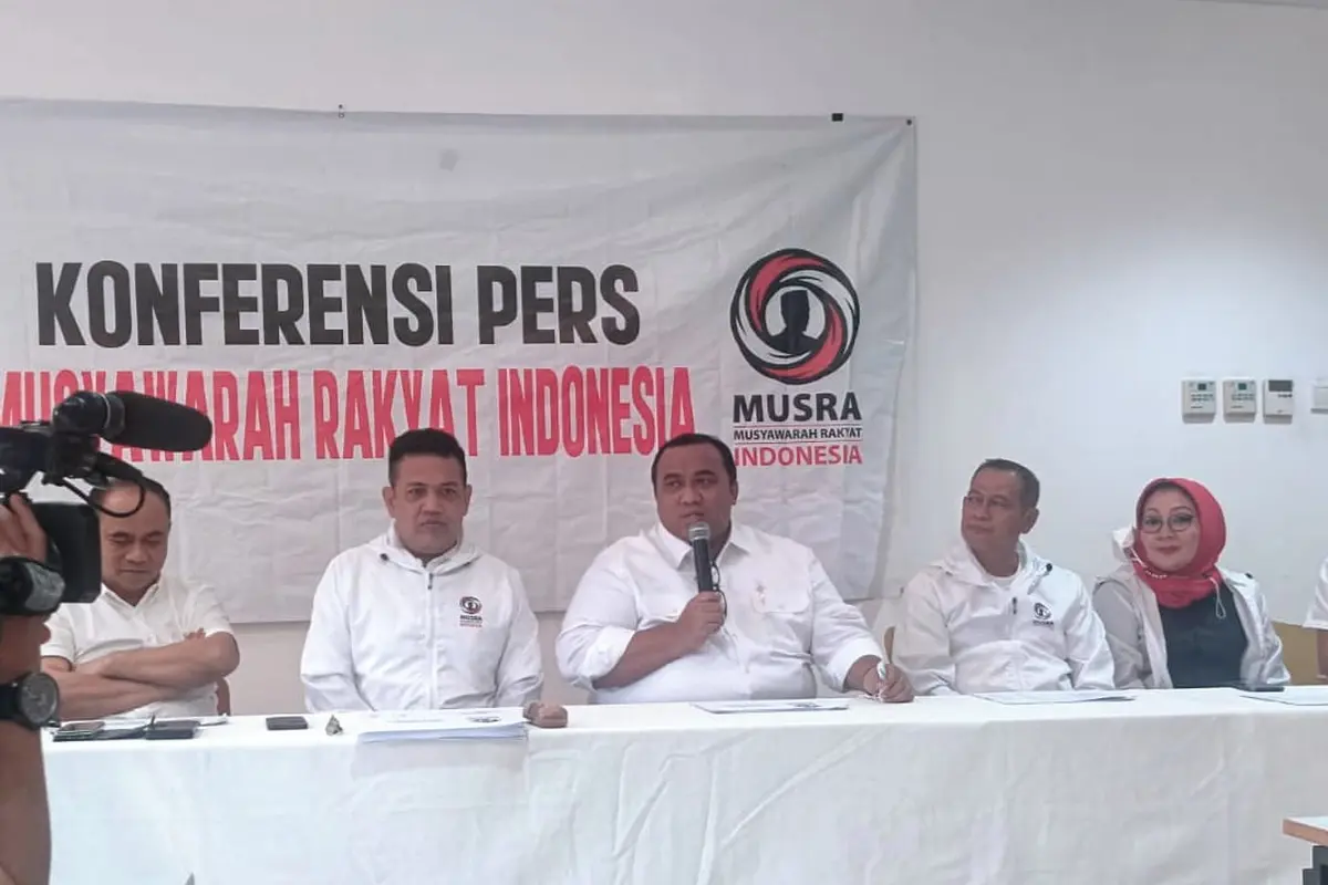 Ketua Dewan Pengarah Musra Indonesia Andi Gani Nena Wea saat konferensi pers pengumuman hasil Musra XIII Jatim di FX Sudirman, Jakarta, Kamis (18/1/2023). (Istimewa)