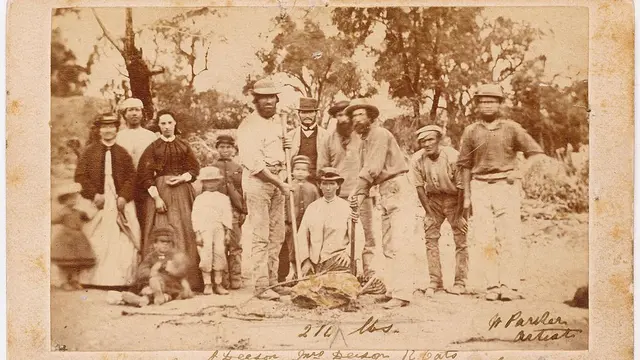 Ilustrasi John Deason dan Richard Oats bersama dengan beberapa orang anggota keluarga (Wikipedia Commons)