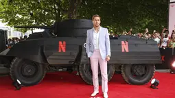 Ryan Gosling dalam premier The Gray Man di London, Selasa (19/7/2022).  (Foto: Vianney Le Caer/Invision/AP)