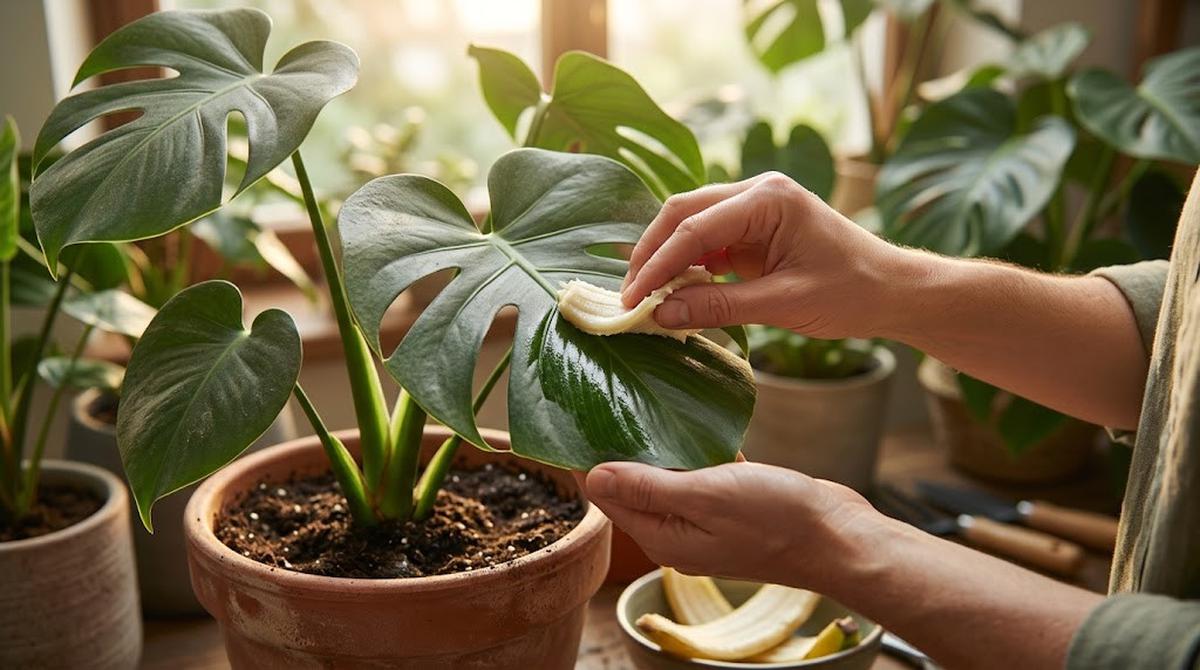 Sisa Kulit Pisang untuk Mengkilapkan Daun
