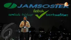 Direktur Utama BPJS Ketenagakerjaan, Elvyn G Masasya juga menyampaikan jika peluncuran logo barunya dilakukan bertepatan dengan ultah Jamsostek ke-36 (Liputan6.com/Johan Tallo). 
